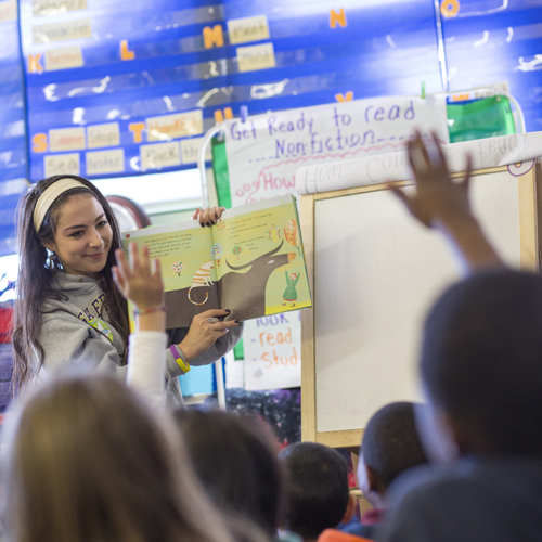 Teacher reading to class