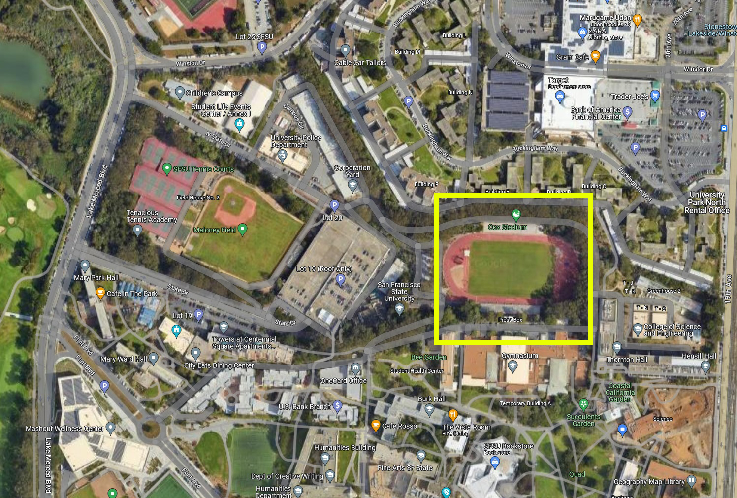 cox stadium map - satellite