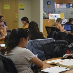 Students studing in the Cahill Lab