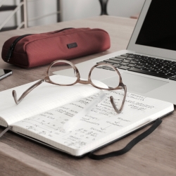 student study desk with laptop